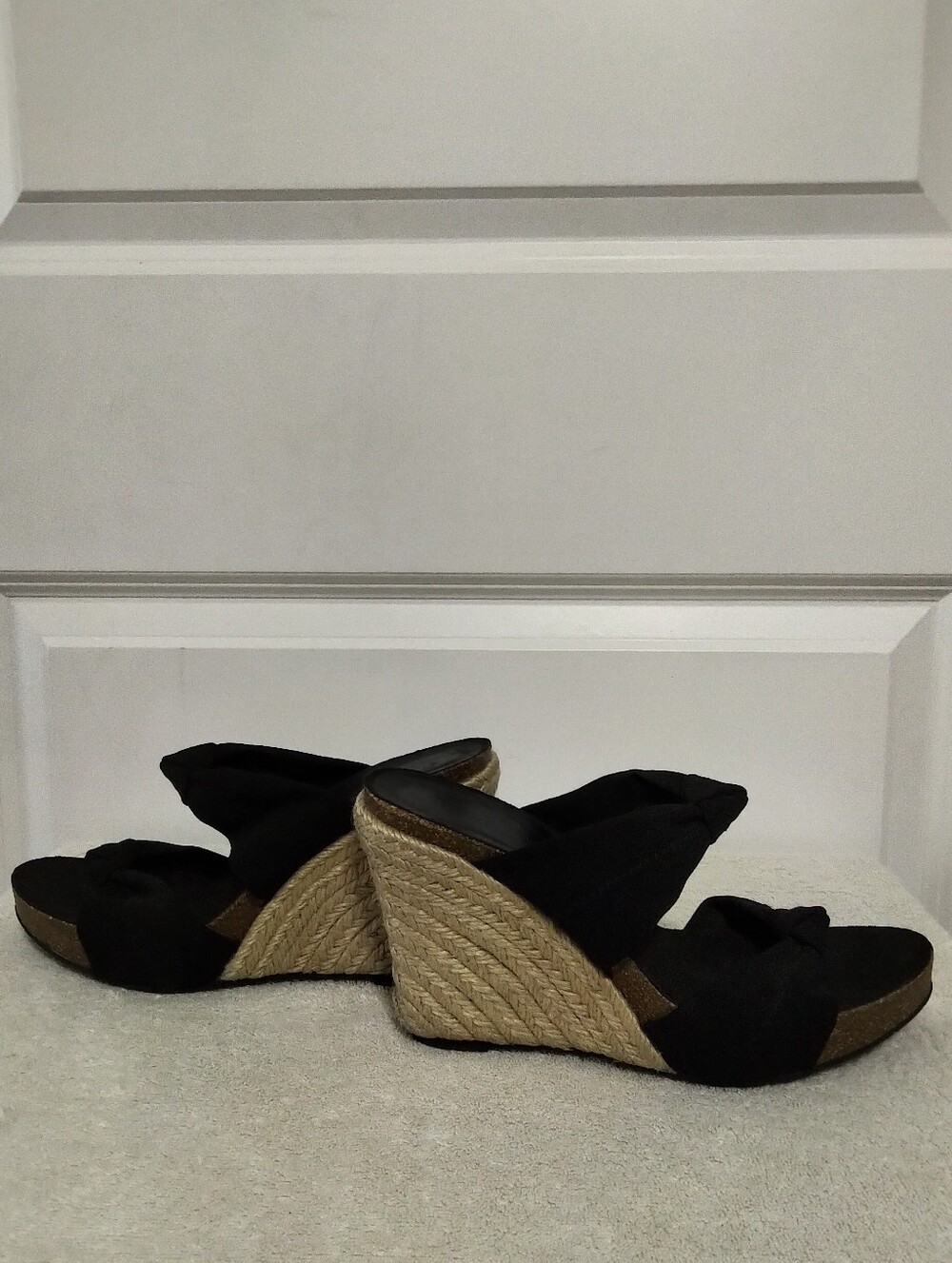 Donald J. Pliner Black Espadrille Wedge Slide Sandals- Size 8